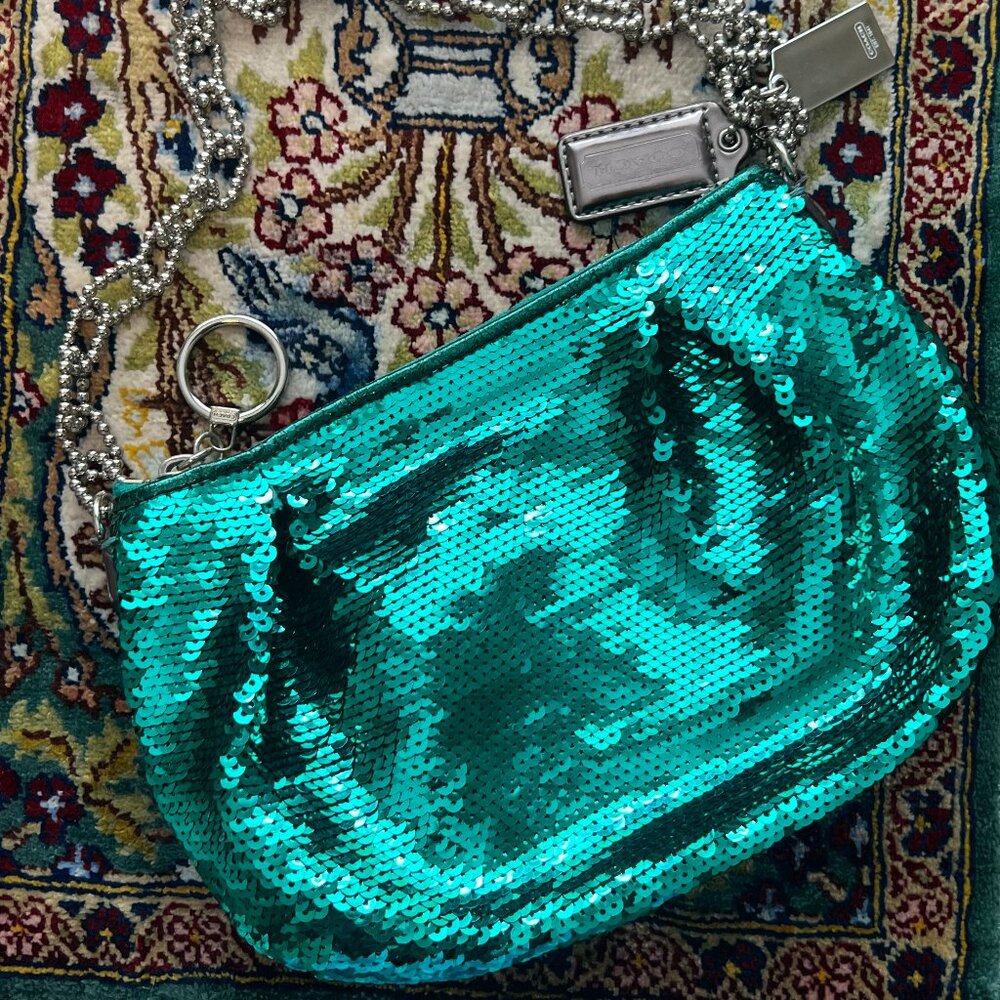 Coach sequin bag emerald